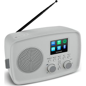 MEDION Internetradio met DAB+ IRE-1 (DAB+, wifi, FM, Bluetooth, spatwaterdicht, telescoopantenne, Spotify Connect, wekker, dimmer) grijs