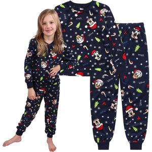 DISNEY Mickey Mouse - Kerstpyjama voor kinderen, velours, marineblauw / 92
