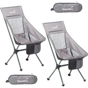 Skandika Campingstoel Compact SET – Campingstoelen – Campingstoel tot 150 kg belastbaar - Kampeerstoel, Visstoel, kleine pakmaat, opvouwbaar, stabiel, licht, comfortabel gepolsterd – Draagtas meegeleverd – Vouwstoel – Kampeermeubelen – grijs