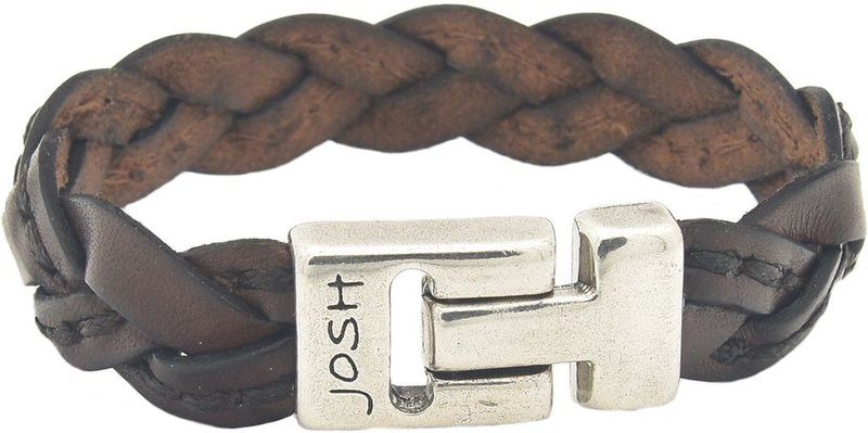 Josh - 24303 - Armband - Bruin - Leer en Metaal - 21.00 CM