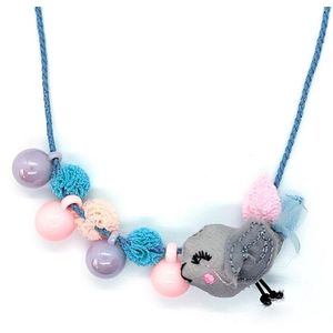 Ketting Meisje- Stof- Bolletjes- Vogel- Grijs- Kind- LiLaLove