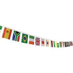 6x Internationale vlaggenlijnen 7 meter - Wereld landen vlag - Wereldvlag - Landen vlaggetjes 6 stuks