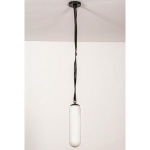 Lumidora Hanglamp 74176 - JAMES - E27 - Zwart - Wit - Glas - ⌀ 10 cm