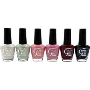 D'Donna - Set met 6 Flesjes Matte Nagellak - Matte Brave - 9 Dagen Gel Effect Nagellak - Licht Grijs - Grijs - Oud Roze - Roze - Warm Donker Roze - Zwart - Inhoud per flesje 15 ml.