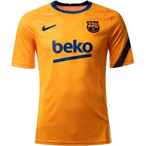 NIKE FC Barcelona Dri Fit Pre Bij Elkaar Passen 22/23 Kort Mouw T-Shirt Heren - Vivid Orange / Vivid Orange / Black - L