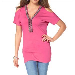 Blouse met strass stenen en sierkralen van Duitse modehuis Melrose, Roze, Maat 36
