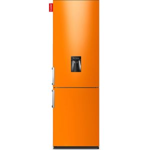 COOLER LARGEH2O-AORA Combi Bottom Koelkast, E, 196+66l, Gloss Bright Orange All Sides, Handle, Waterdispenser
