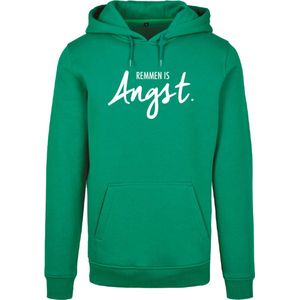 Wintersport hoodie forest green S - Remmen is angst - wit - soBAD. | Foute apres ski outfit | kleding | verkleedkleren | wintersporttruien | wintersport dames en heren