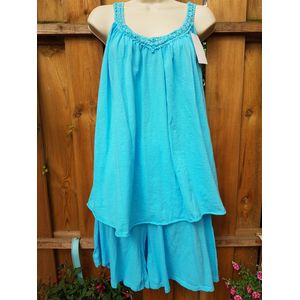 Dames top met broekje plus size turqoise 42/46