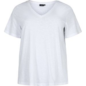 ZIZZI MBREA, S/S, STRAIGHT TEE Dames T-shirt - White - Maat XXXL (63-64)