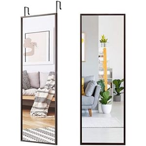 Passpiegel hangend - Passpiegel slaapkamer - Passpiegel deur - Normales Schleifen - 107x36,5 cm - Bruin