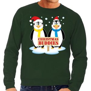 Foute kersttrui / sweater pinguin vriendjes groen voor heren - Kersttruien XL