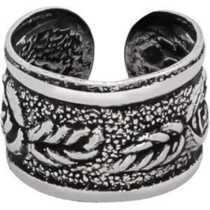 Oorbellen | Ear Cuff | Zilveren ear cuff, geoxideerd zilveren band met roos