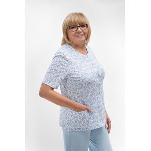 Martel Maria dames pyjama - 100% katoen - wit/blauw- gemaakt in Europa 4XL