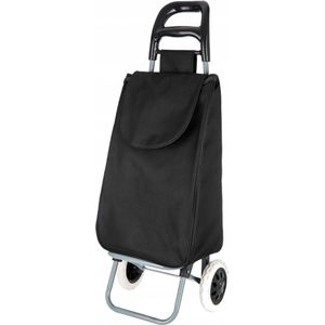 Luxe Opvouwbare Boodschappentrolley - Boodschappen Shopping Trolley Wagen Tas Kar Op 2 Wielen - Boodschappentas Winkeltrolley Shopper Karretje Met Wieltjes - Lichtgewicht & Stevig - Shoppingtrolley Opvouwbaar - 37 Liter - Zwart