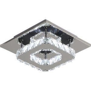 Delaveek-Vierkante Moderne Kristallen LED Plafondlamp-12W -6500K-Geschikt voor slaapkamer, woonkamer, gang
