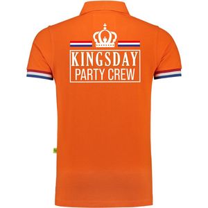 Luxe King poloshirt - 200 grams katoen - Kingsday party crew - oranje - heren - Kingsday party crew kleding/ shirts L