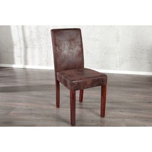 Edele koloniale stoel GENUA sigaarbruin vintage look grenen massief houten poten - 22207