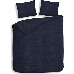 Heckettlane Dekbedovertrek Franela - Effen Bedlinnen - 260x220 - Blauw - Dekbedhoes van 100% Katoen-Flanel