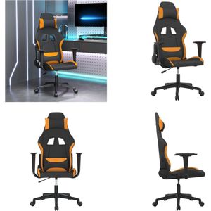 vidaXL Gamestoel stof zwart en oranje - Gamingstoel - Gamingstoelen - Televisiestoel - Racingstoel
