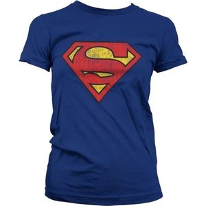 Superman Washed Shield Girly T-Shirt Damen Navy-S