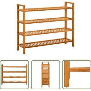 The Living Store Schoenenrekken - Houten - 100 x 27 x 80 cm - Massief eiken - Montage vereist