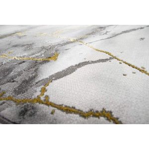 Vloerkleed marmerpatroon met glansvezels grijs goud maat 80x150 cm