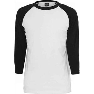 Urban Classics - Contrast 3/4 Sleeve Raglan T-shirt - S - Zwart/Wit