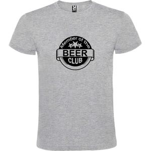 Grijs  T shirt met  "" Member of the Beer club ""print Zwart size XXXXL