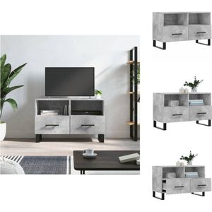 vidaXL TV-meubel Betongrijs - 80x36x50 cm - Bewerkt hout en ijzer - Kast