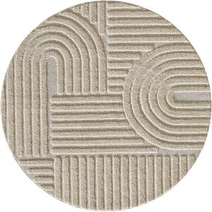 Muratap - Japandi ART - Vloerkleed - Beige - Laagpolig - 200 cm Rond