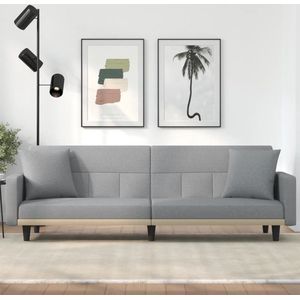 The Living Store Slaapbank - Lichtgrijs - 220 x 89 x 70 cm - Verstelbare rugleuning