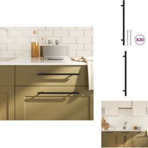 vidaXL Handvat - Handvatten - Handgreep Voor Kast - Handgreep - Handvatten 20 st 224 mm roestvrij staal zwart