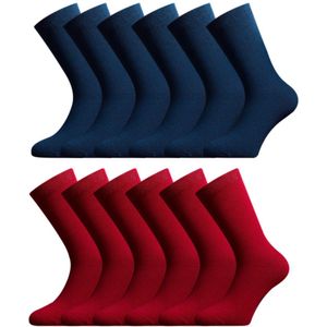 Kindersokken | Merk: Yellow Moon | Kleur: Blauw & Rood | Maat: 19 t/m 42 | Aantal: 12 paar