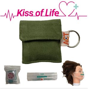 Reanimatiemasker Kiss of Life| Sleutelhanger | Donkergroen | Beademingsmasker | Handgemaakt | € 2,50 per item naar ACT | Steun het GOEDE DOEL! | Circulaire economie | Up-cycling