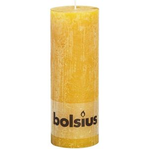 6 stuks Bolsius oker geel rustiek stompkaarsen 190/68 (67 uur)
