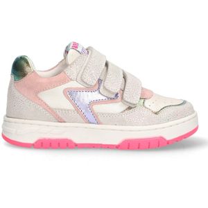 Braqeez 425232-998 Meisjes Lage Sneakers - Roze/Wit - Leer - Klittenband