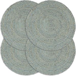 vidaXL-Placemats-4-st-rond-38-cm-jute-olijfgroen