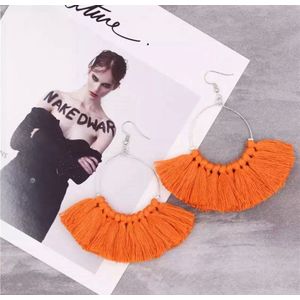 Akyol - Waaier oorbellen oranje -oranje- bohemian -Cadeau -oorbellen - leuke oranje oorbellen-Sieraad- ibiza oorbellen - oranje oorbel neon oorbel voor meisje - festival - foute party - oorbellen voor dames - halloween - bohemian oorbellen - hallowee
