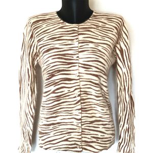 Merkloos - Vest met zebraprint - Doorlopende knoopsluiting -  Creme wit/Bruin - XXXL/46