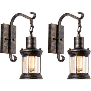 Industriéle Wandlampen  Set van 2 - Zwart - Goud - wandlamp - Ijzer - Vintage - Retro - e27