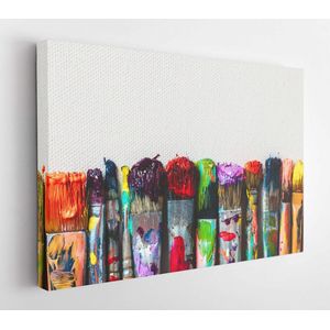 Artist paints brushes close-up on artistic canvas  - Modern Art Canvas - Horizontal - 383090554 - 80*60 Horizontal