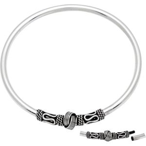 Zilveren armband dames | Zilveren armband, bangle in Bali stijl met knoop