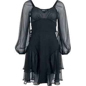 Jawbreaker Crinkle Mesh en Jersey Dames Medium-lengte jurk - zwart - S