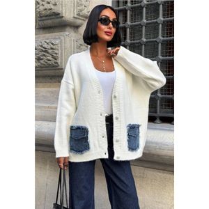 Sobe- Dames Vest Met Oversized Pasvorm En Patchzakken Wit / Ecru Eén maat