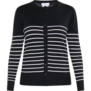 usha - BLUE LABEL - Gebreid Vest - Zwart/Wit - Slanke Pasvorm