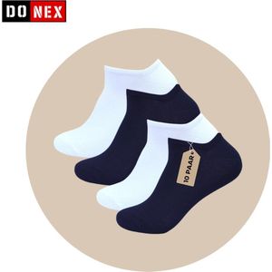 10 Paar DONEX® luxe Sneakersokken - 95% katoen - Wit & Zwart - Maat 35-38
