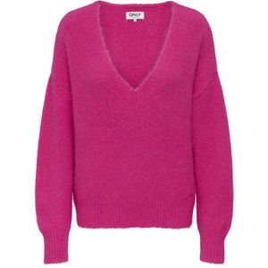 Only Trui Onlmaggie Life Ls V-neck Cs Knt 15352597 Pink Lemonade/melange Dames Maat - S