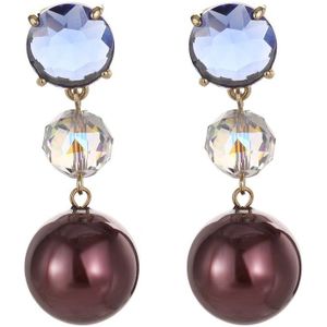 CandySweet Bijou Élégant Oorbellen - Oorhangers Set van 2 - Hypoallergeen en Metaal - Lavendelblauw - Kristal - Bordeaux Rood met Goud - 4x3x0 cm