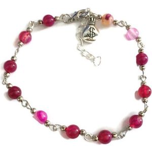 Petra's Sieradenwereld - Enkelbandje natuursteen roze